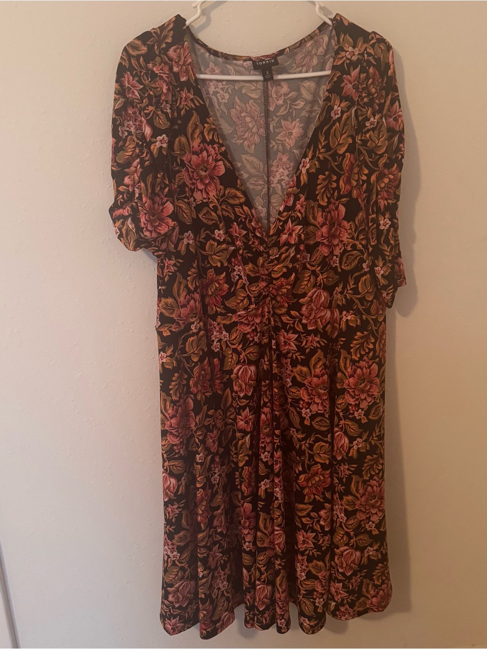 Torrid Black Floral Dress with Pink Rose Print. It has pockets!